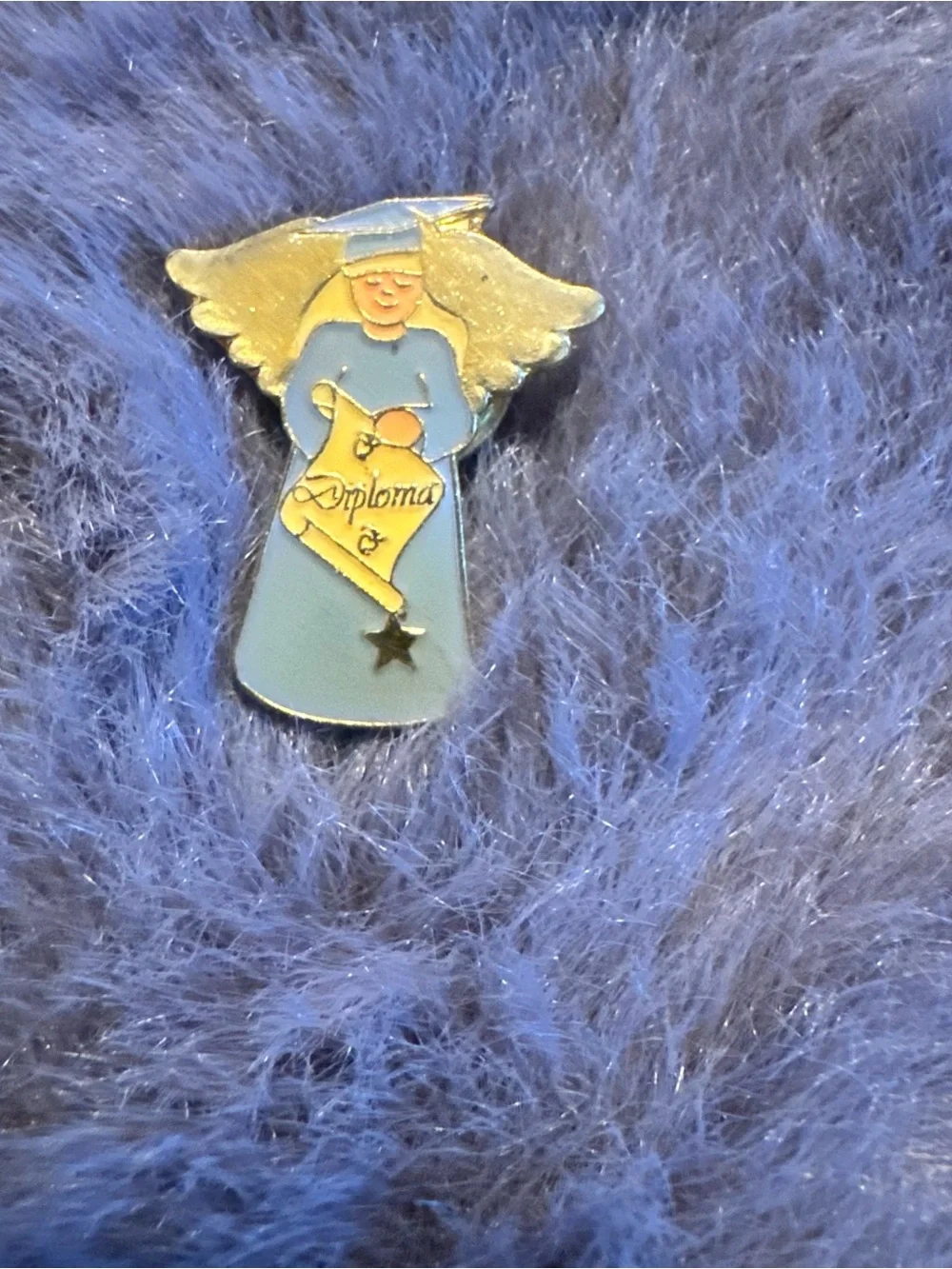 Graduation Gold Tone Angel Pin Vintage Grad Gift Memorial‎ Gift